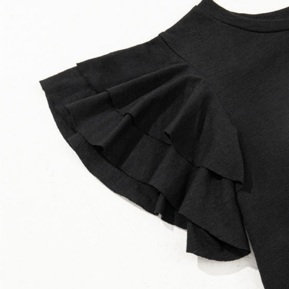 NEW (No Brand) Women’s Black Ruffle Short Sleeve | Size M - Picture 10 of 10